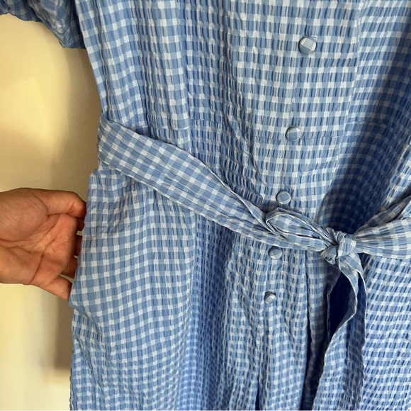 PEARL BY LELA ROSE Seersucker Belted Romper 16 - Picture 6 of 14